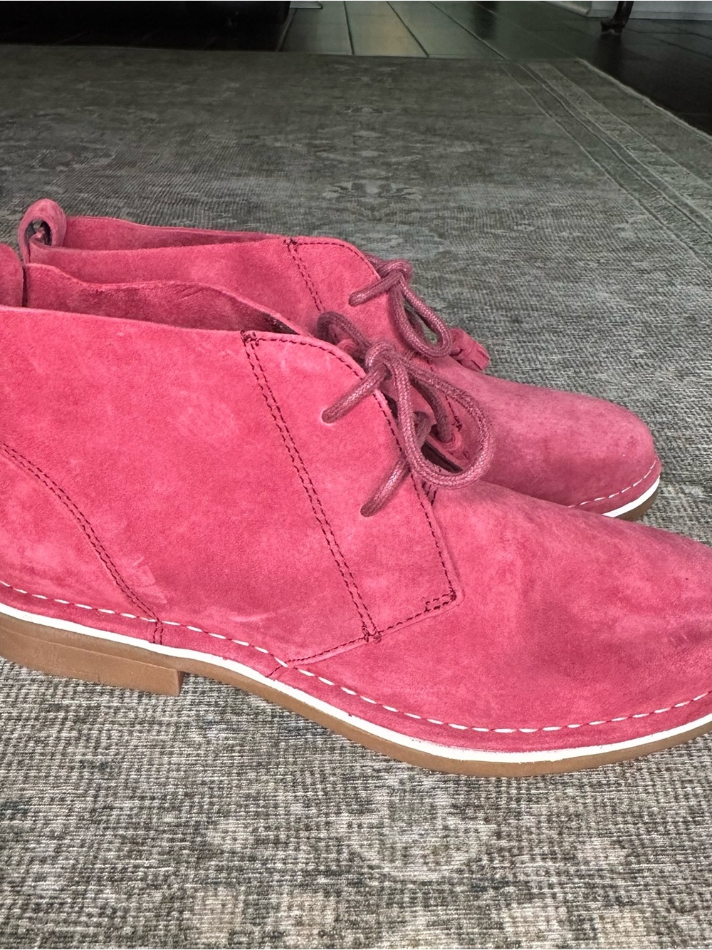 Hush Puppies Cyra Catelyn Dark Red Suede Tassel Chukka Boots Women's 8 M